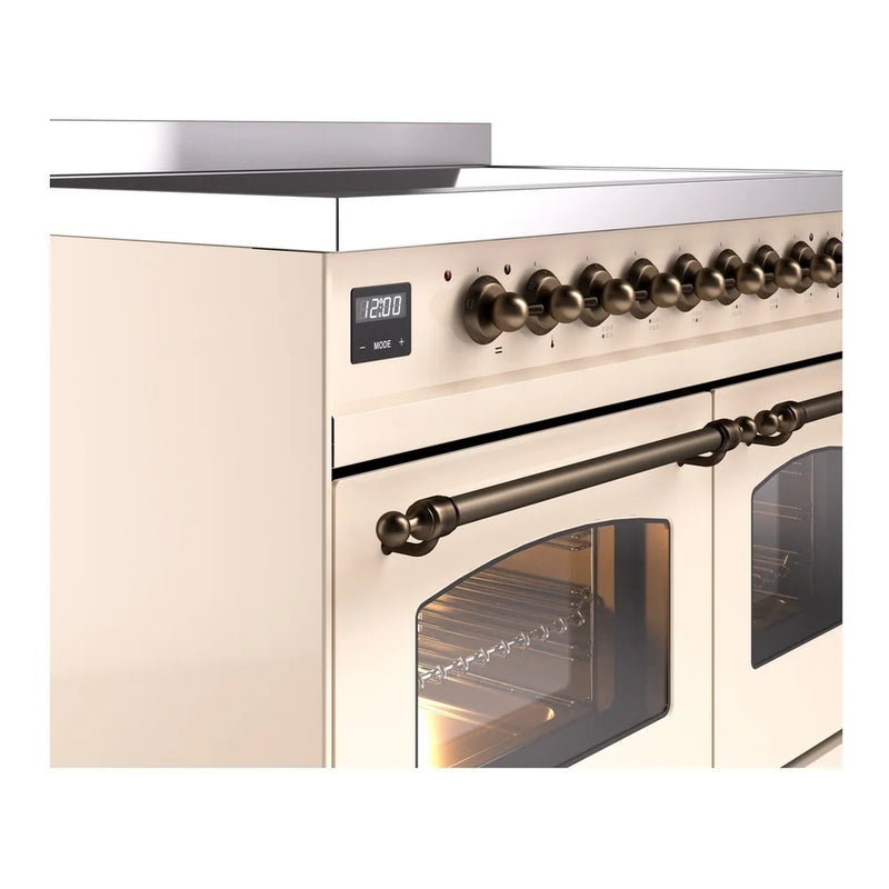 ILVE Nostalgie II 40" Induction Freestanding Range in Antique White with Burnished Trim, UPDI406NMPAWB