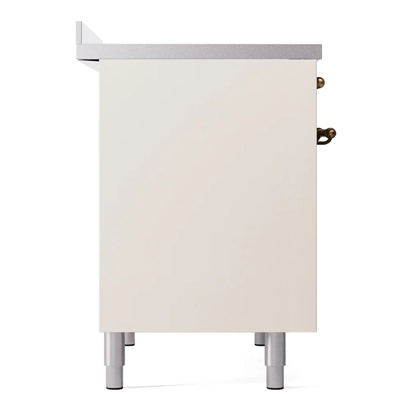 ILVE Nostalgie II 40" Induction Freestanding Range in Antique White with Burnished Trim, UPDI406NMPAWB