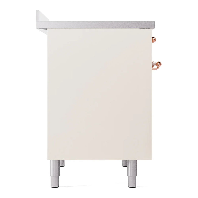 ILVE Nostalgie II 40" Induction Freestanding Range in Antique White with Copper Trim, UPDI406NMPAWP