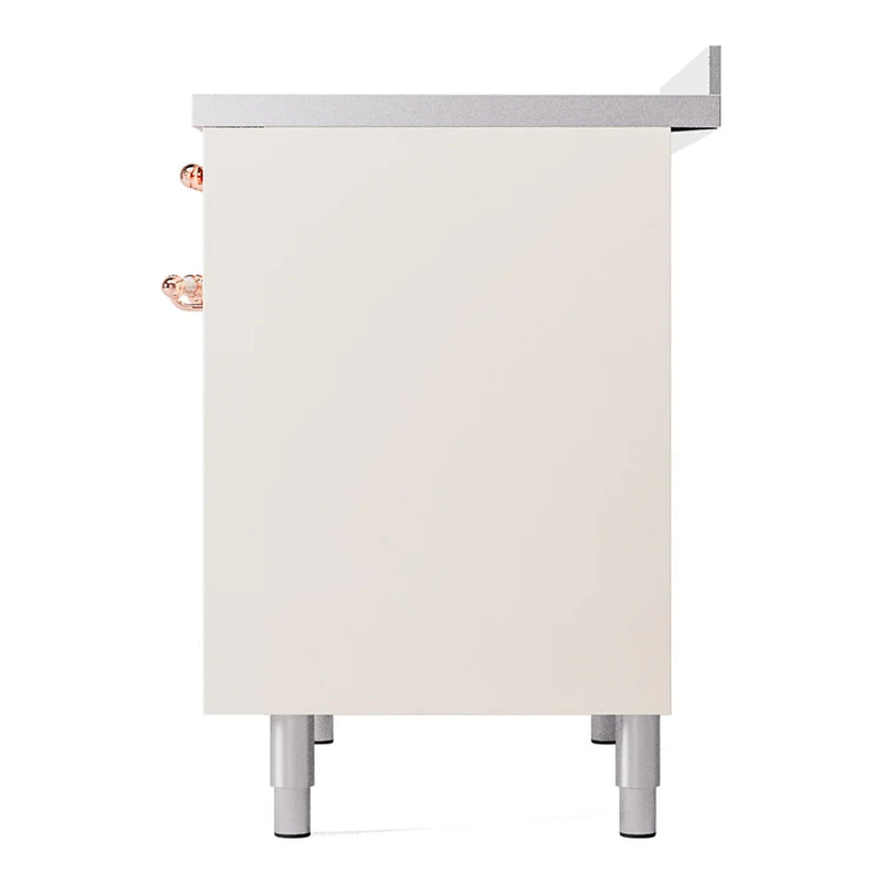 ILVE Nostalgie II 40" Induction Freestanding Range in Antique White with Copper Trim, UPDI406NMPAWP