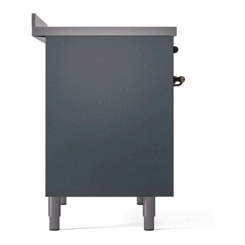 ILVE Nostalgie II 40" Induction Freestanding Range in Blue Grey with Burnished Trim, UPDI406NMPBGB