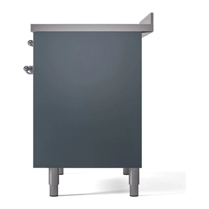 ILVE Nostalgie II 40" Induction Freestanding Range in Blue Grey with Chrome Trim, UPDI406NMPBGC