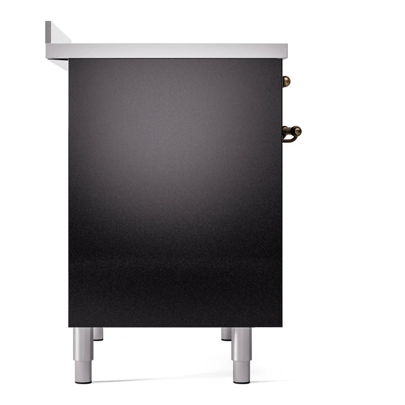 ILVE Nostalgie II 40" Induction Freestanding Range in Glossy Black with Burnished Trim, UPDI406NMPBKB