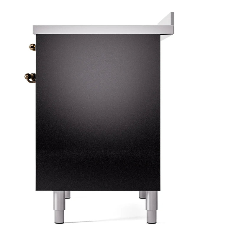 ILVE Nostalgie II 40" Induction Freestanding Range in Glossy Black with Burnished Trim, UPDI406NMPBKB