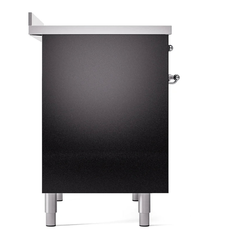 ILVE Nostalgie II 40" Induction Freestanding Range in Glossy Black with Chrome Trim, UPDI406NMPBKC