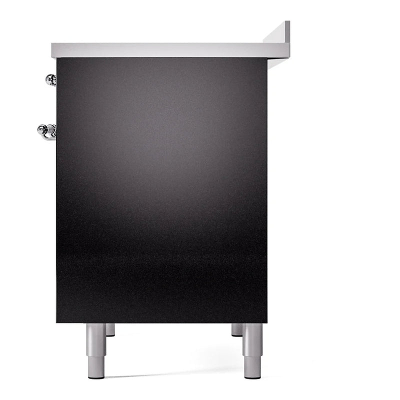 ILVE Nostalgie II 40" Induction Freestanding Range in Glossy Black with Chrome Trim, UPDI406NMPBKC