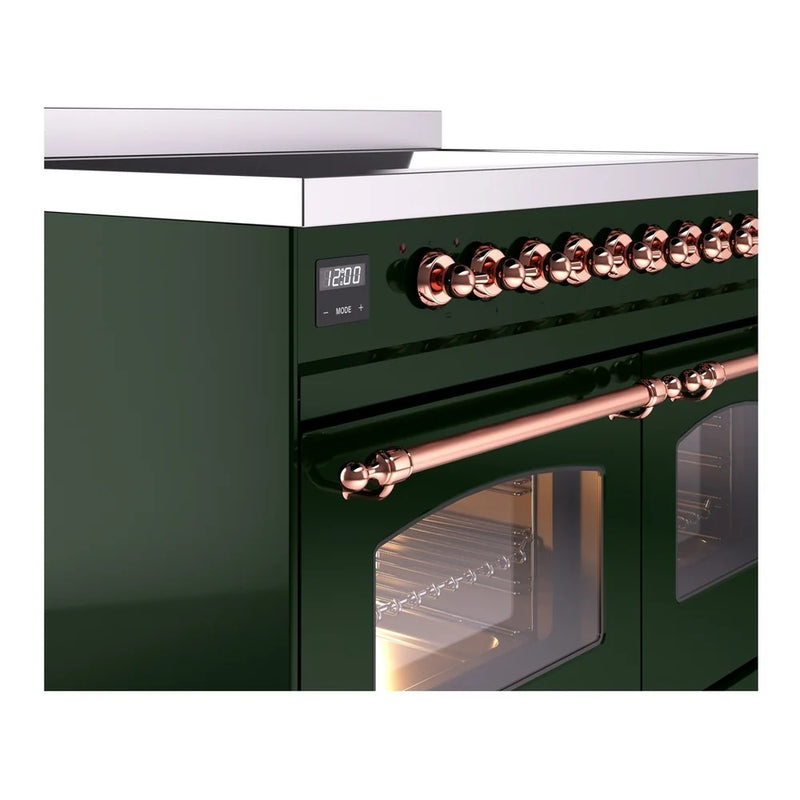 ILVE Nostalgie II 40" Induction Freestanding Range in Emerald Green with Copper Trim, UPDI406NMPEGP