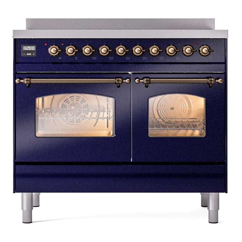 ILVE Nostalgie II 40" Induction Freestanding Range in Midnight Blue with Burnished Trim, UPDI406NMPMBB
