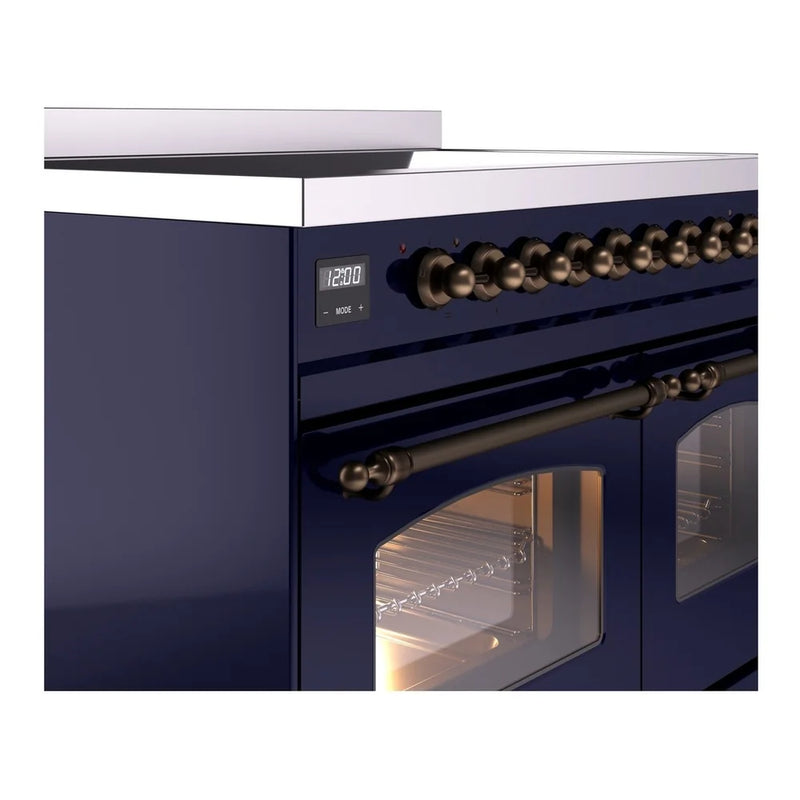 ILVE Nostalgie II 40" Induction Freestanding Range in Midnight Blue with Burnished Trim, UPDI406NMPMBB