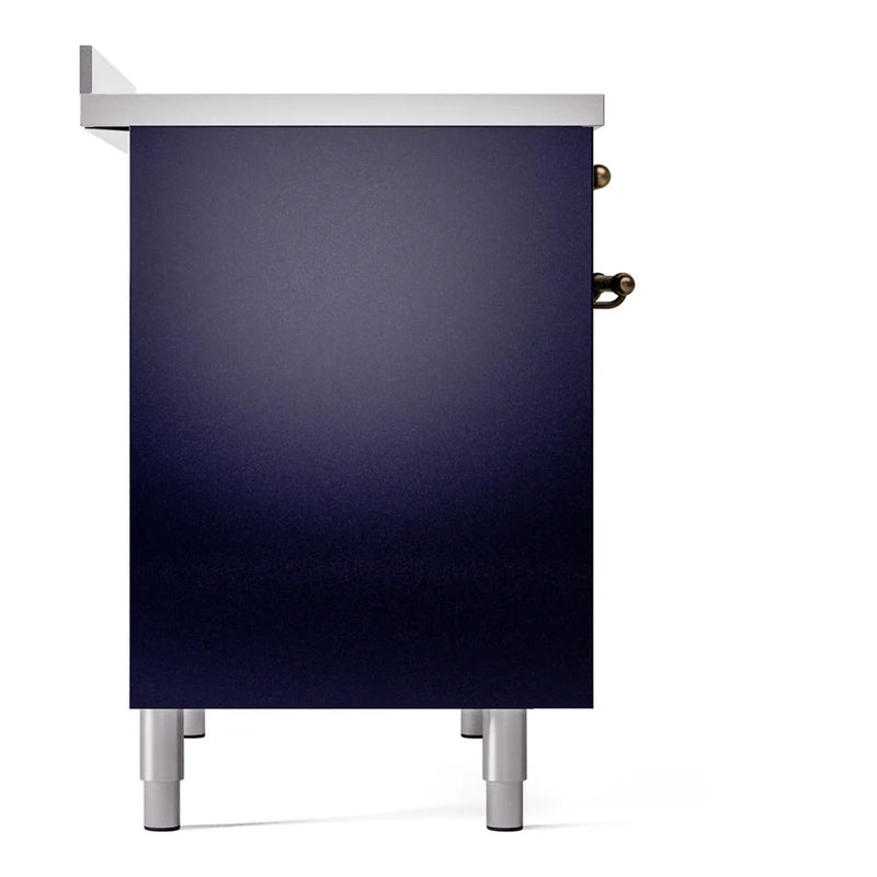 ILVE Nostalgie II 40" Induction Freestanding Range in Midnight Blue with Burnished Trim, UPDI406NMPMBB