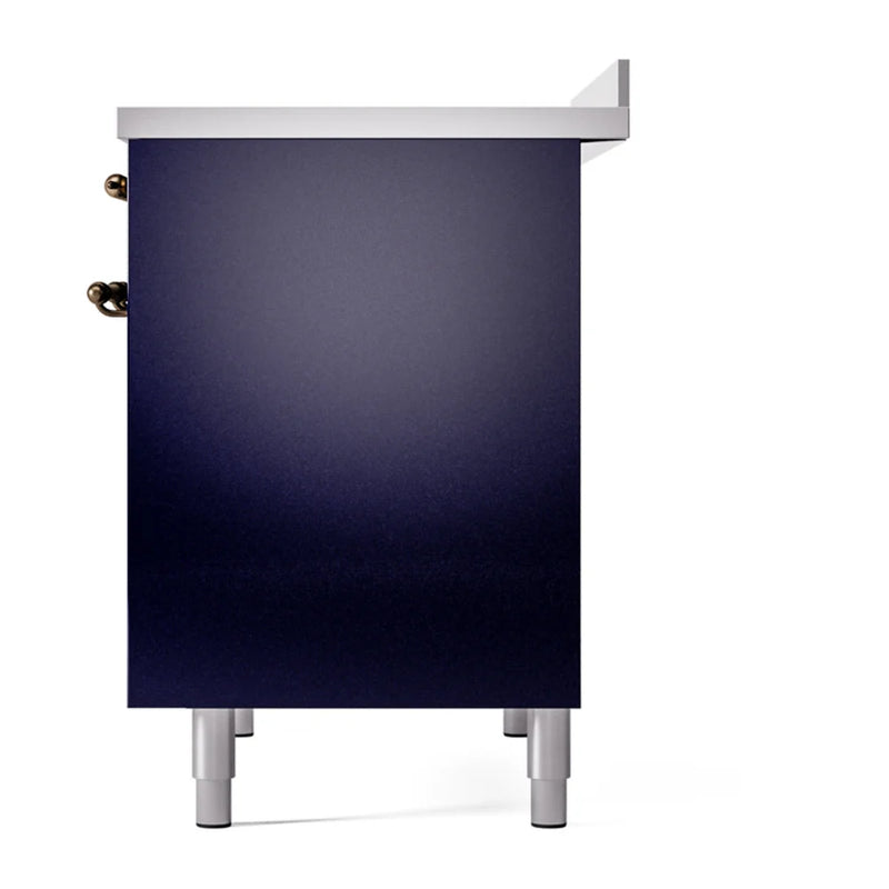 ILVE Nostalgie II 40" Induction Freestanding Range in Midnight Blue with Burnished Trim, UPDI406NMPMBB