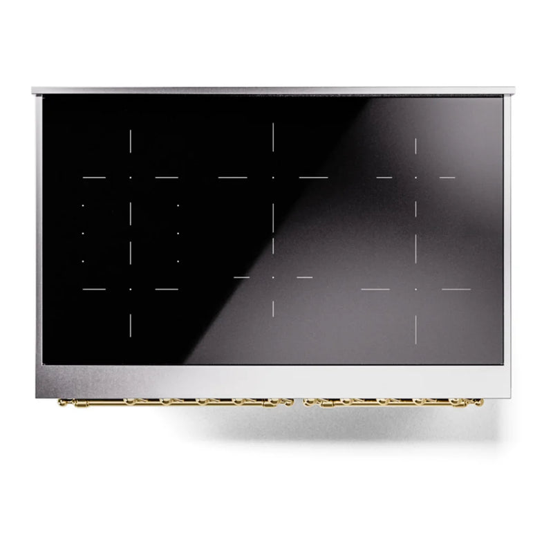 ILVE Nostalgie II 40" Induction Freestanding Range in Midnight Blue with Brass Trim, UPDI406NMPMBG