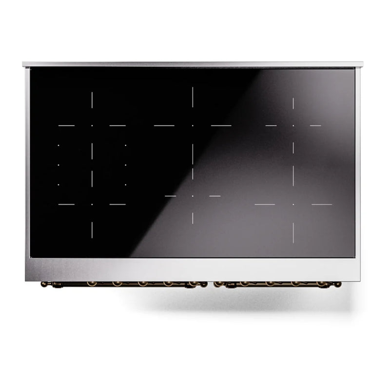ILVE Nostalgie II 40" Induction Freestanding Range in Graphite Matte with Burnished Trim, UPDI406NMPMGB