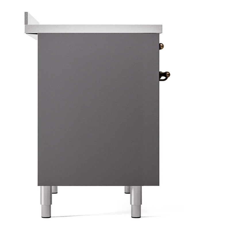 ILVE Nostalgie II 40" Induction Freestanding Range in Graphite Matte with Burnished Trim, UPDI406NMPMGB