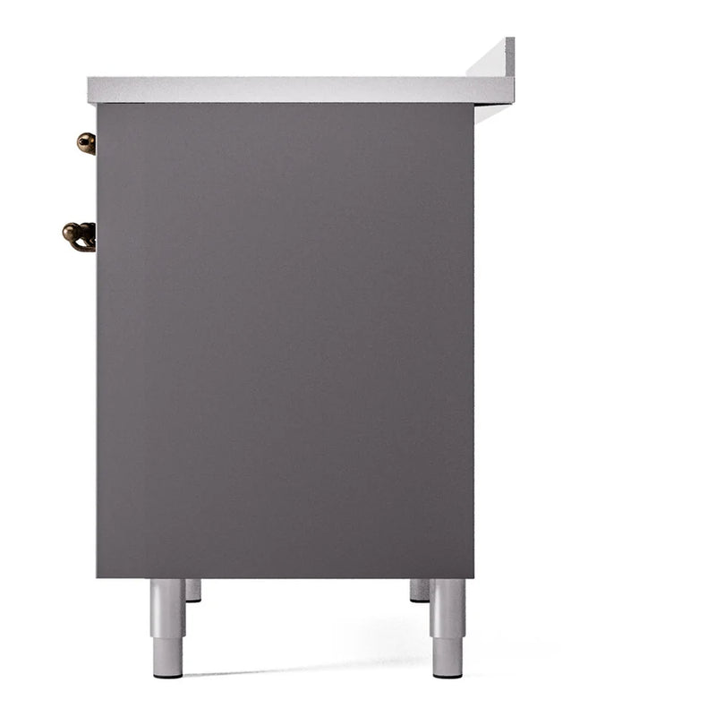 ILVE Nostalgie II 40" Induction Freestanding Range in Graphite Matte with Burnished Trim, UPDI406NMPMGB