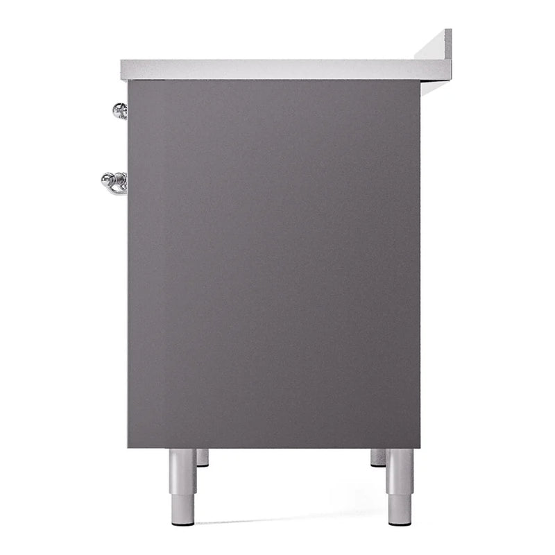 ILVE Nostalgie II 40" Induction Freestanding Range in Graphite Matte with Chrome Trim, UPDI406NMPMGC