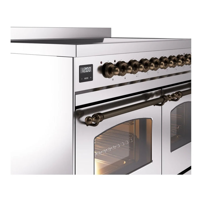 ILVE Nostalgie II 40" Induction Freestanding Range in Stainless Steel with Burnished Trim, UPDI406NMPSSB