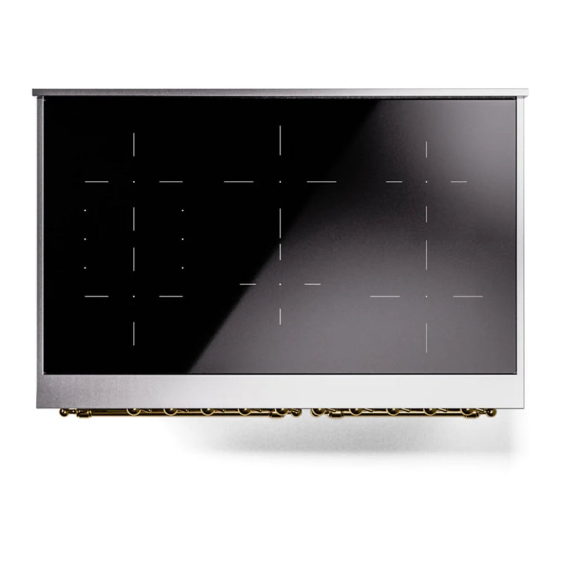 ILVE Nostalgie II 40" Induction Freestanding Range in Stainless Steel with Brass Trim, UPDI406NMPSSG
