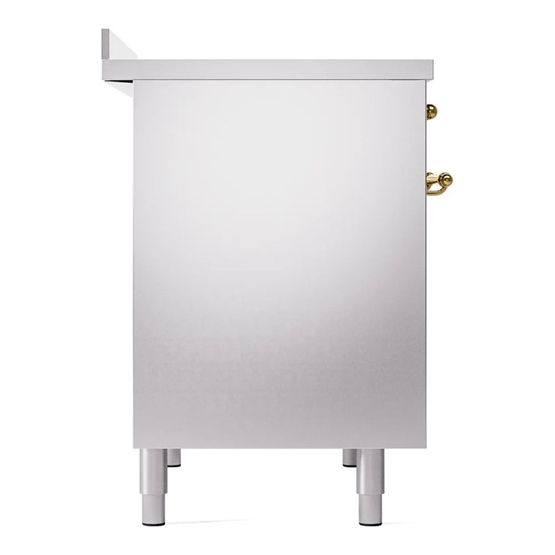 ILVE Nostalgie II 40" Induction Freestanding Range in Stainless Steel with Brass Trim, UPDI406NMPSSG