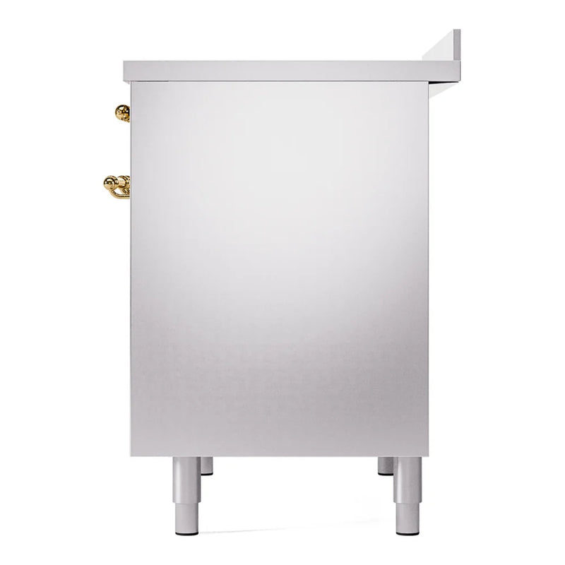 ILVE Nostalgie II 40" Induction Freestanding Range in Stainless Steel with Brass Trim, UPDI406NMPSSG