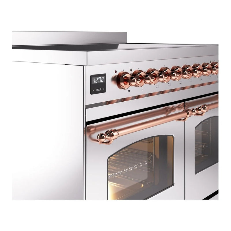 ILVE Nostalgie II 40" Induction Freestanding Range in Stainless Steel with Copper Trim, UPDI406NMPSSP