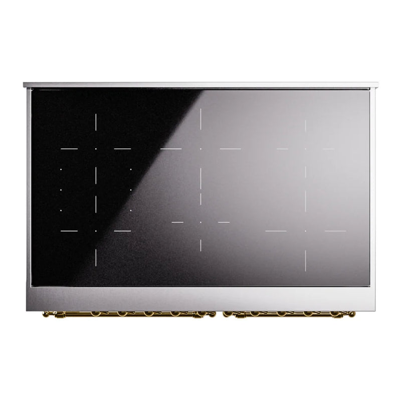 ILVE Nostalgie II 40" Induction Freestanding Range in White with Brass Trim, UPDI406NMPWHG