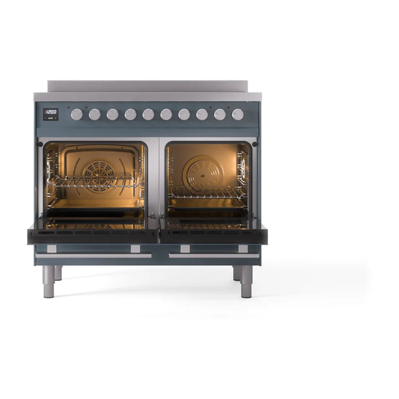 ILVE Professional Plus II 40" Induction Freestanding Range in Blue Grey with Stainless Steel Trim, UPDI406QMPBG