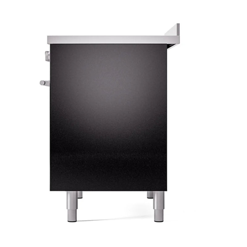 ILVE Professional Plus II 40" Induction Freestanding Range in Glossy Black with Stainless Steel Trim, UPDI406QMPBK