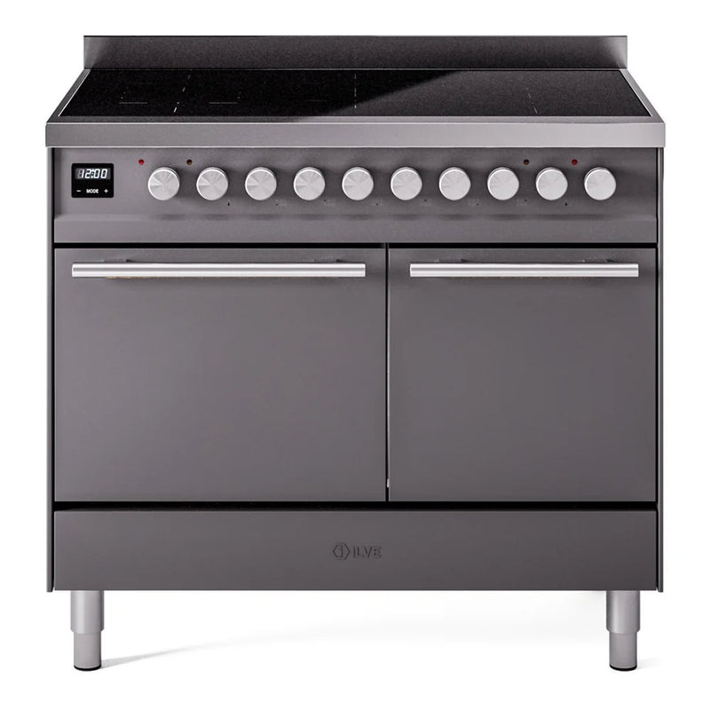 ILVE Professional Plus II 40" Induction Freestanding Range in Graphite Matte with Stainless Steel Trim, UPDI406QMPMG