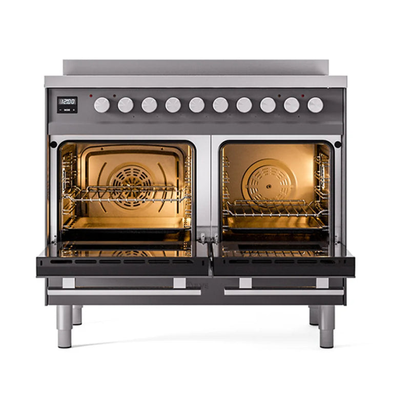 ILVE Professional Plus II 40" Induction Freestanding Range in Graphite Matte with Stainless Steel Trim, UPDI406QMPMG
