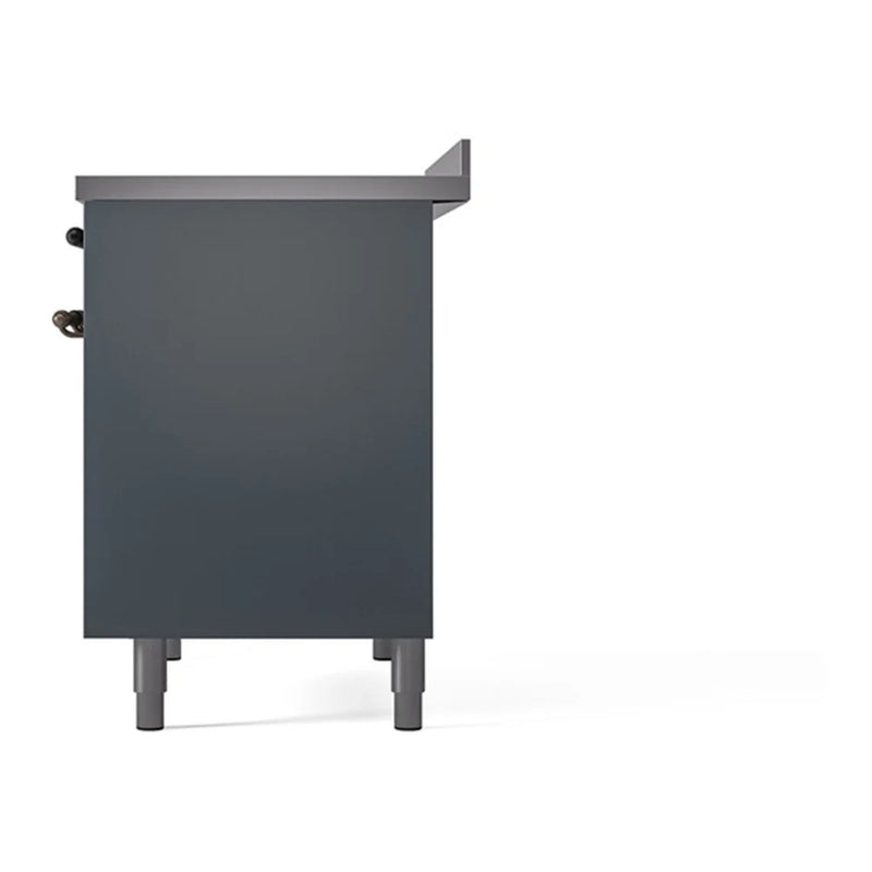 ILVE Nostalgie II 40" Induction Freestanding Range in Blue Grey with Burnished Trim, UPDI406QNMPBGB