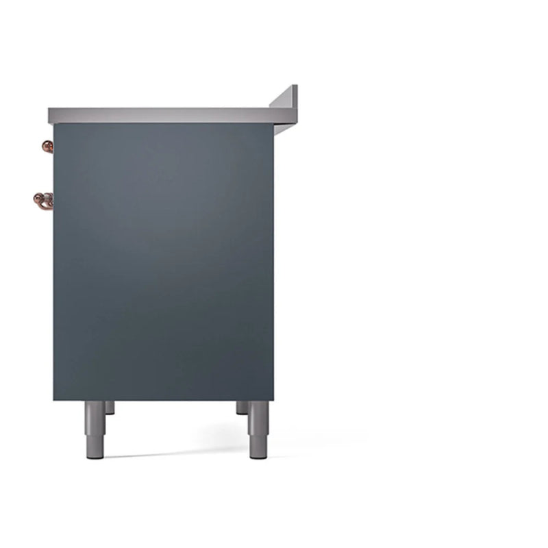 ILVE Nostalgie II 40" Induction Freestanding Range in Blue Grey with Copper Trim, UPDI406QNMPBGP