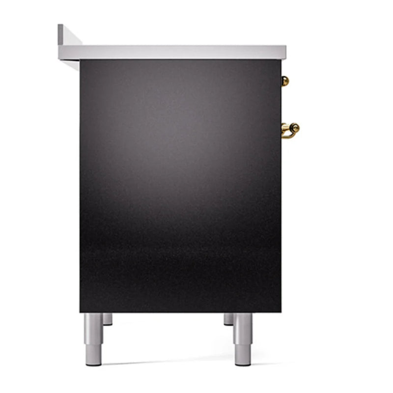 ILVE Nostalgie II 40" Electric Freestanding Range in Glossy Black with Chrome Trim, UPDI406QNMPBKC