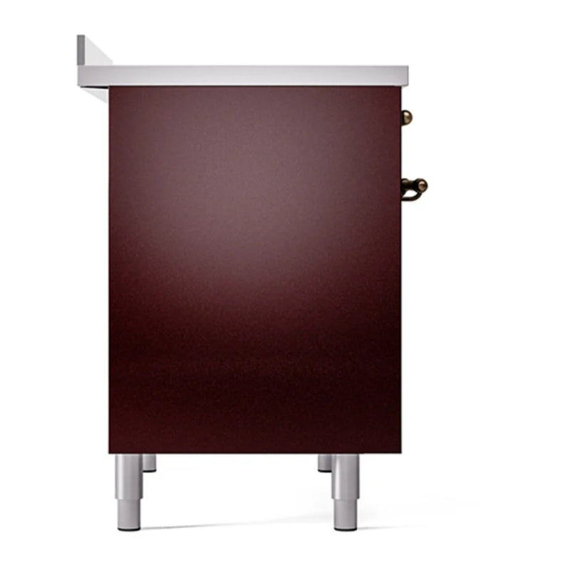 ILVE Nostalgie II 40" Induction Freestanding Range in Burgundy with Burnished Trim, UPDI406QNMPBUB