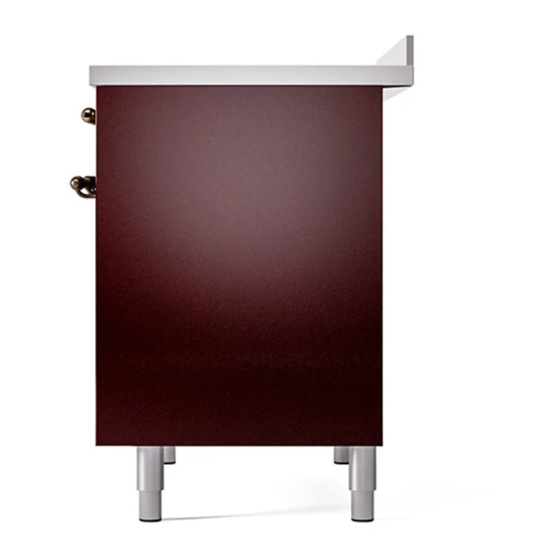 ILVE Nostalgie II 40" Induction Freestanding Range in Burgundy with Burnished Trim, UPDI406QNMPBUB