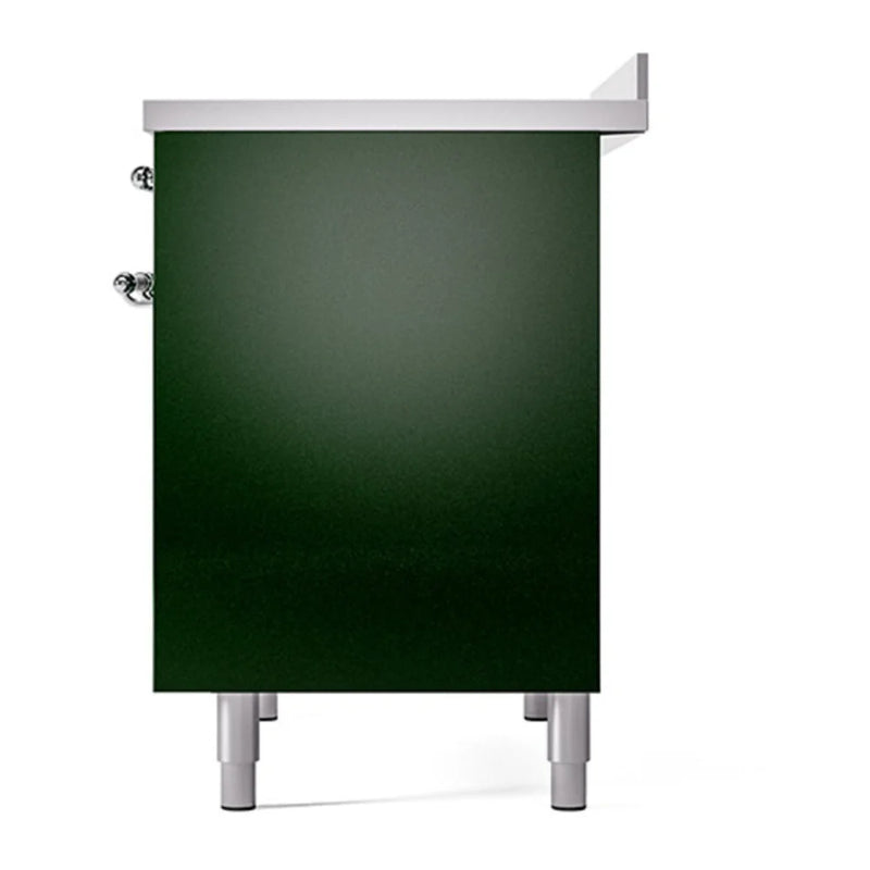 ILVE Nostalgie II 40" Induction Freestanding Range in Emerald Green with Chrome Trim, UPDI406QNMPEGC