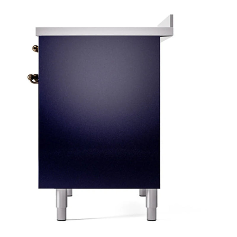 ILVE Nostalgie II 40" Induction Freestanding Range in Midnight Blue with Burnished Trim, UPDI406QNMPMBB