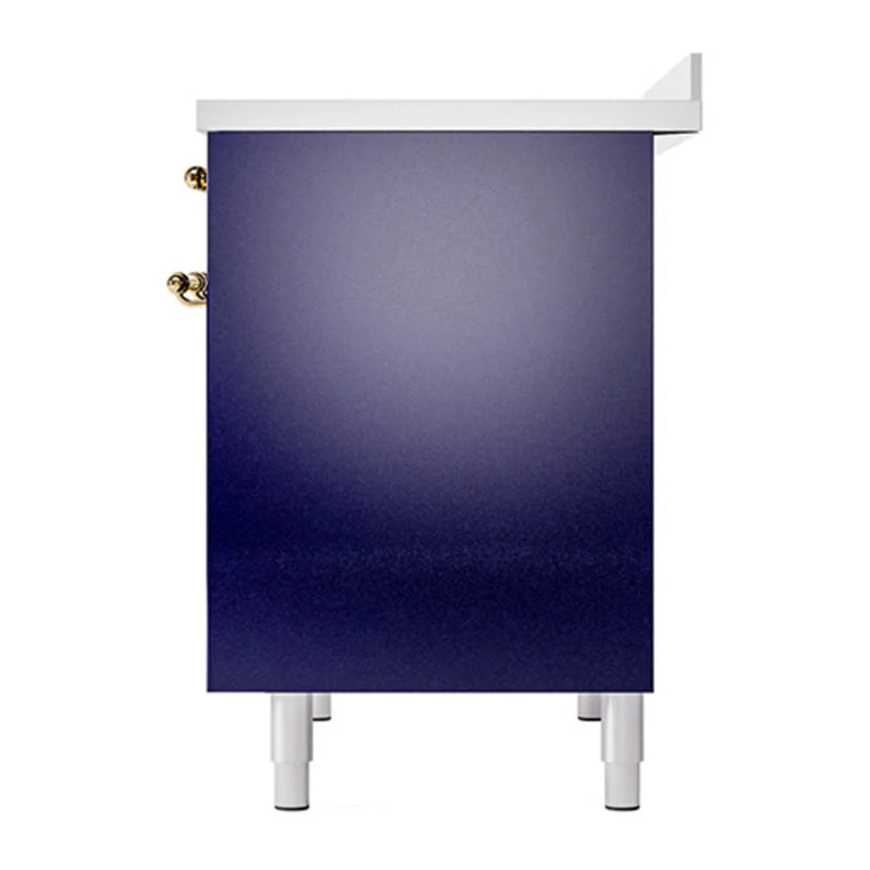 ILVE Nostalgie II 40" Induction Freestanding Range in Midnight Blue with Brass Trim, UPDI406QNMPMBG