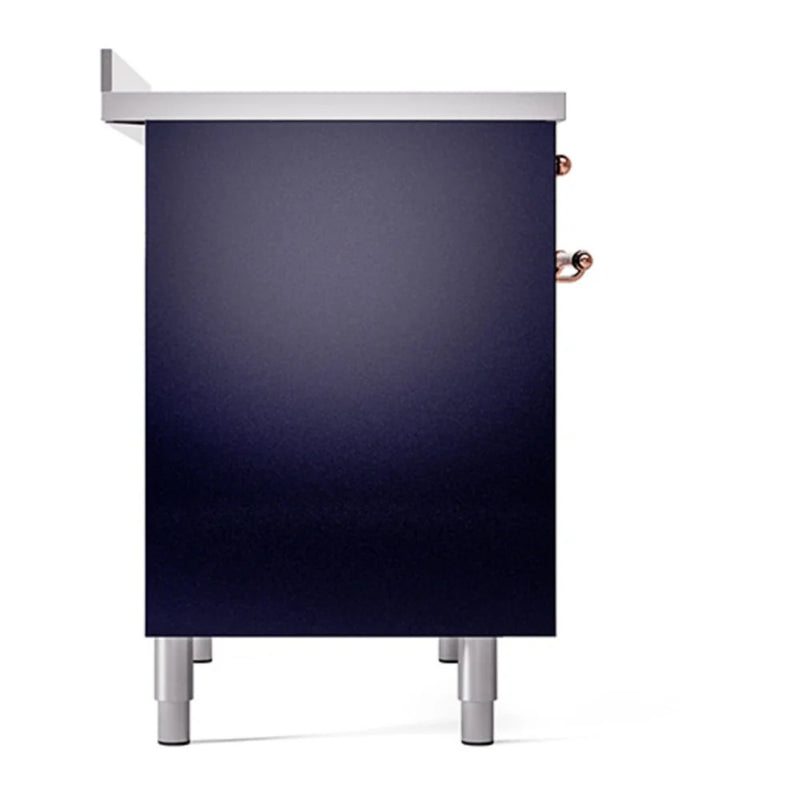 ILVE Nostalgie II 40" Induction Freestanding Range in Midnight Blue with Copper Trim, UPDI406QNMPMBP