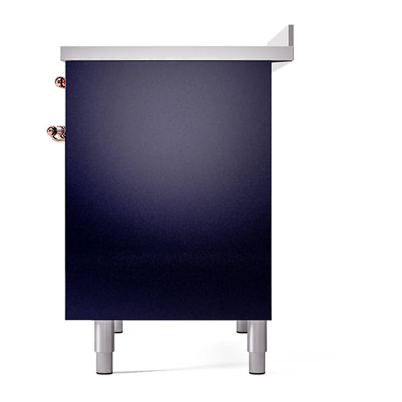 ILVE Nostalgie II 40" Induction Freestanding Range in Midnight Blue with Copper Trim, UPDI406QNMPMBP