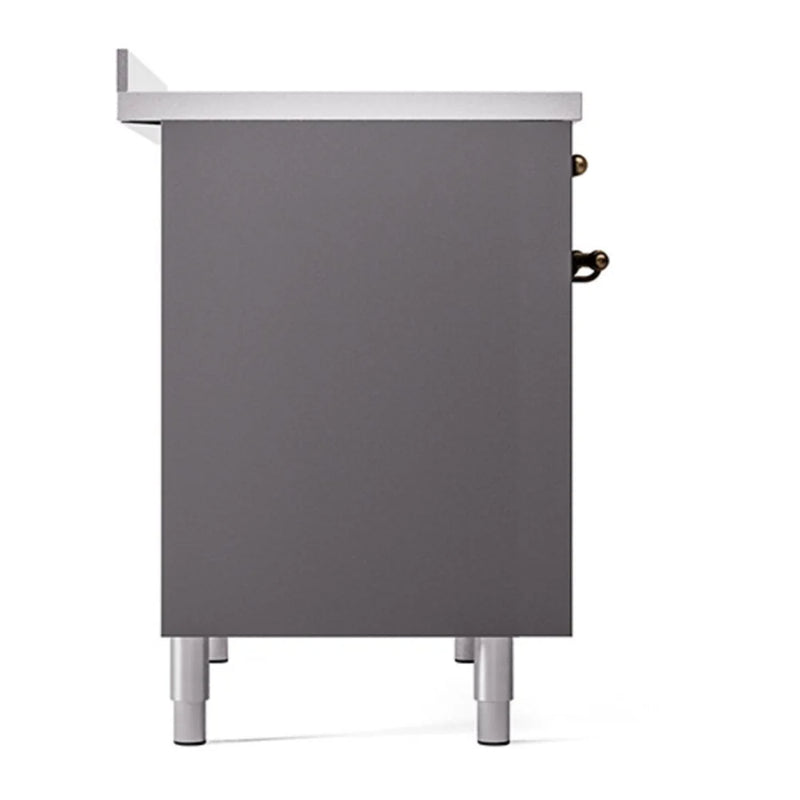 ILVE Nostalgie II 40" Induction Freestanding Range in Graphite Matte with Burnished Trim, UPDI406QNMPMGB