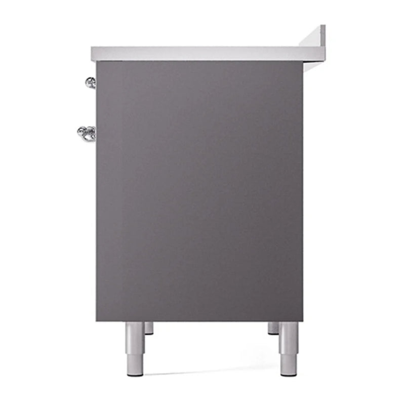 ILVE Nostalgie II 40" Induction Freestanding Range in Graphite Matte with Chrome Trim, UPDI406QNMPMGC