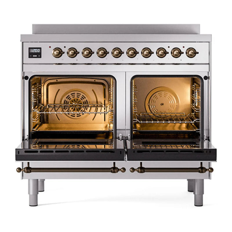 ILVE Nostalgie II 40" Induction Freestanding Range in Stainless Steel with Burnished Trim, UPDI406QNMPSSB