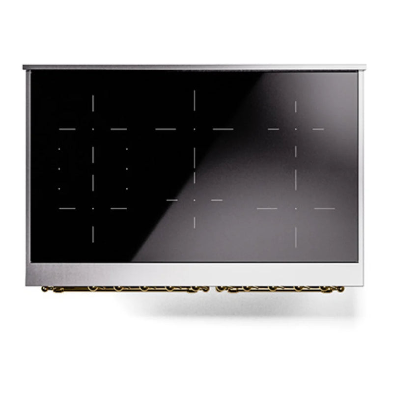 ILVE Nostalgie II 40" Induction Freestanding Range in Stainless Steel with Brass Trim, UPDI406QNMPSSG