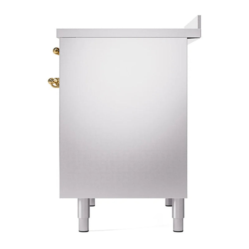 ILVE Nostalgie II 40" Induction Freestanding Range in Stainless Steel with Brass Trim, UPDI406QNMPSSG