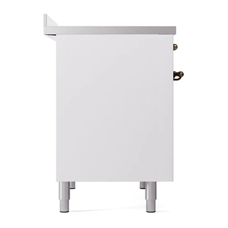 ILVE Nostalgie II 40" Induction Freestanding Range in White with Burnished Trim, UPDI406QNMPWHB