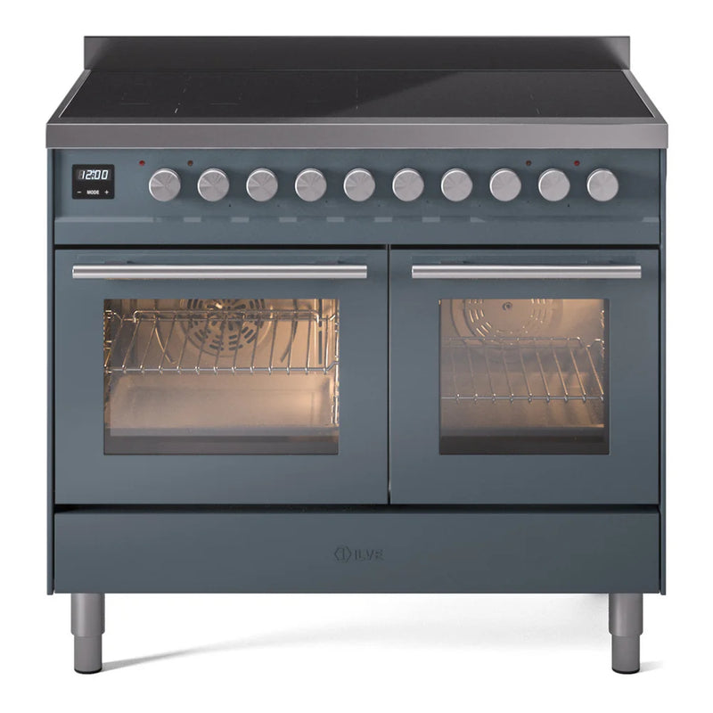 ILVE Professional Plus II 40" Induction Freestanding Range in Blue Grey with Stainless Steel Trim, UPDI406WMPBG