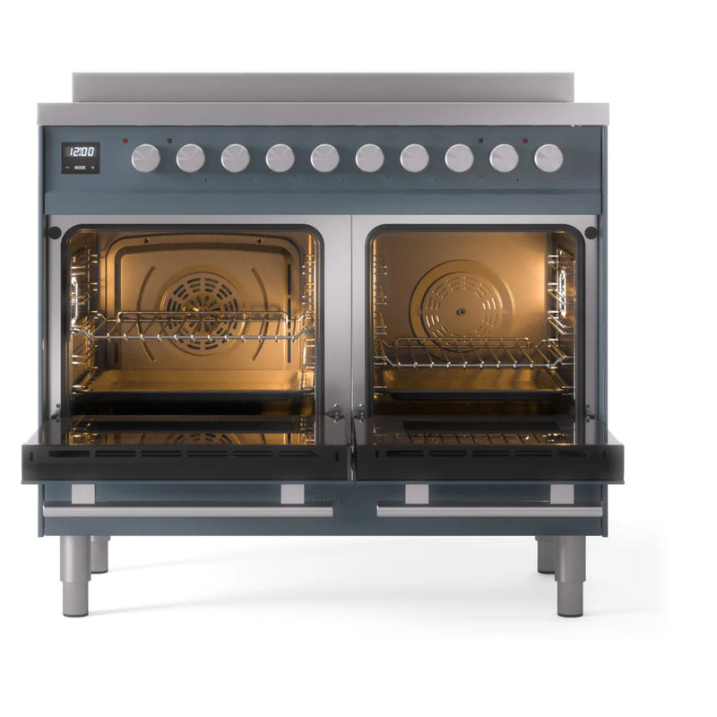 ILVE Professional Plus II 40" Induction Freestanding Range in Blue Grey with Stainless Steel Trim, UPDI406WMPBG