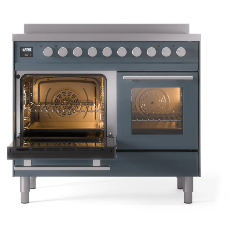 ILVE Professional Plus II 40" Induction Freestanding Range in Blue Grey with Stainless Steel Trim, UPDI406WMPBG