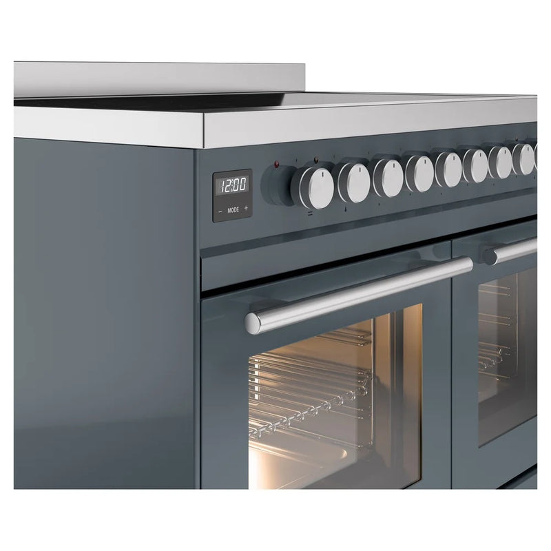 ILVE Professional Plus II 40" Induction Freestanding Range in Blue Grey with Stainless Steel Trim, UPDI406WMPBG